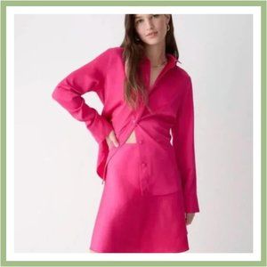 J.Crew Fuchsia Pink Gwen Pull On Mini Slip Skirt Size XXS (fits like XS)